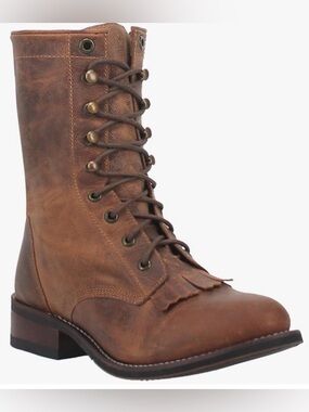Laredo Brown Leather Fringe Boots